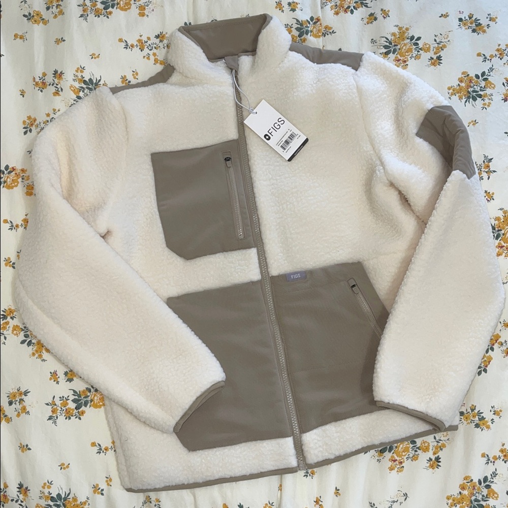 Figs On Shift Color Block Sherpa Fleece Jacket